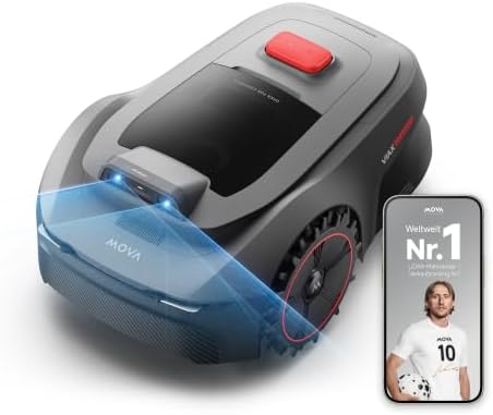 MOVA Robotická travní sekačka ViAX 500 bez omezovacího kabelu, doporuč. 600 m², mapování podporované umělou inteligencí, 360° liDAR a vize duálního AI, inteligentní vyhýbání se překážkám, U-dráha