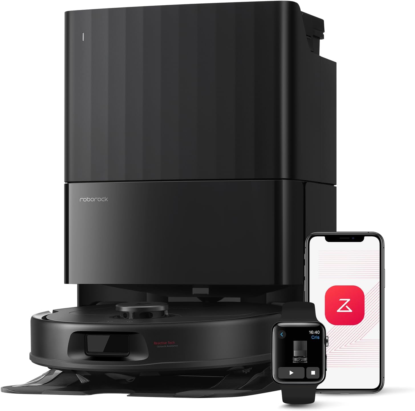 roborock Robotický vysavač Qrevo S Pro s funkcí vytírání, vylepšený QV 35A, 18 500 Pa, 75 °C, čištění horkou vodou, systém Anti-Tangle System, vyhýbání se překážkám Reactive Tech, dokovací stanice