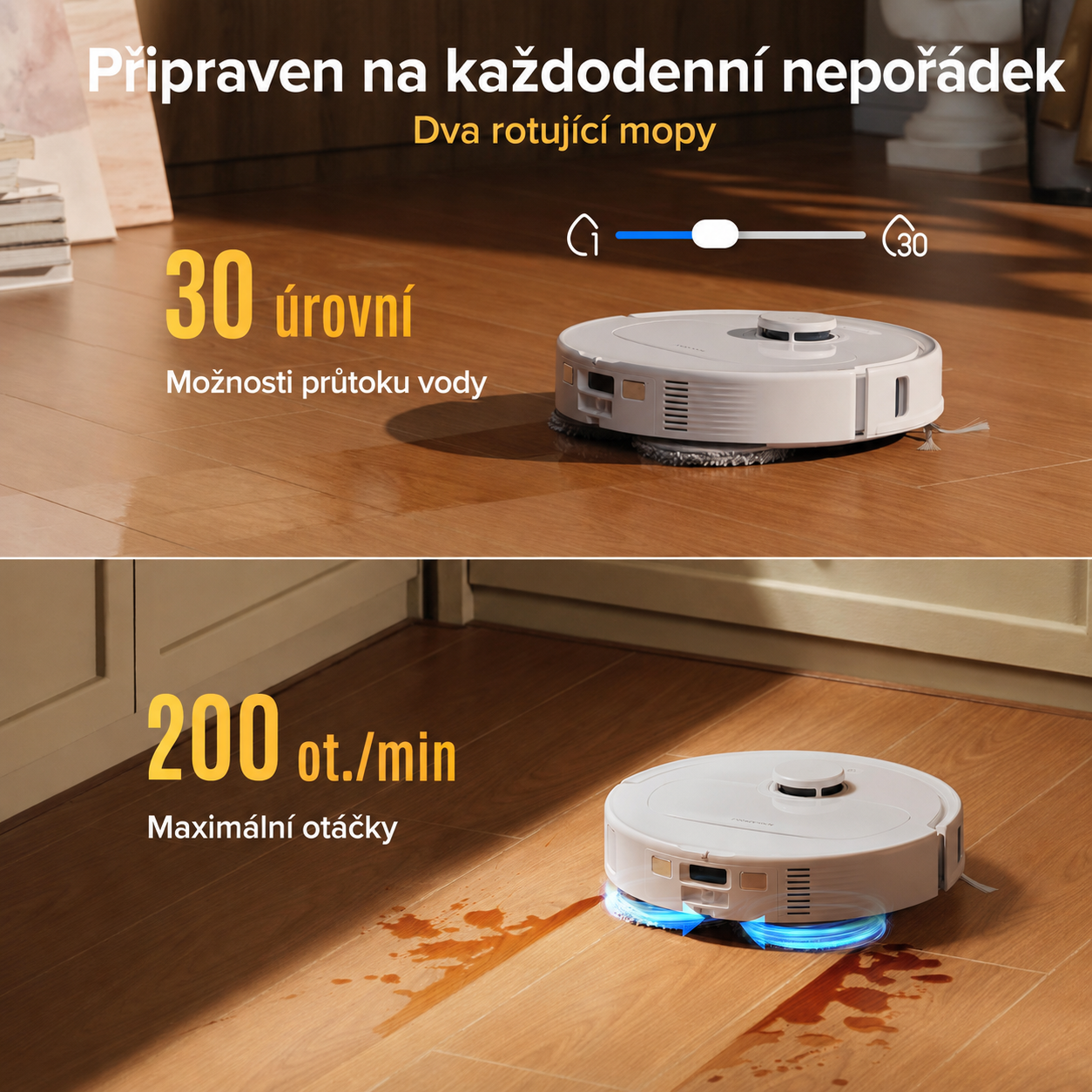 roborock Robotický vysavač Qrevo S Pro s funkcí vytírání, vylepšený QV 35A, 18 500 Pa, 75 °C, čištění horkou vodou, systém Anti-Tangle System, vyhýbání se překážkám Reactive Tech, dokovací stanice