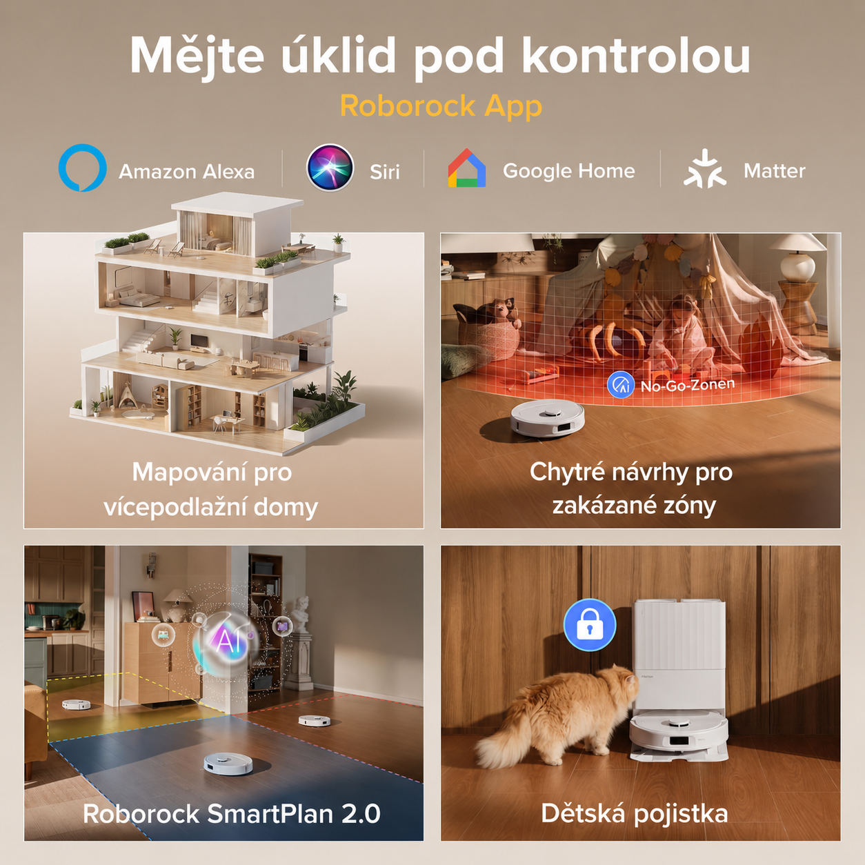 roborock Robotický vysavač Qrevo S Pro s funkcí vytírání, vylepšený QV 35A, 18 500 Pa, 75 °C, čištění horkou vodou, systém Anti-Tangle System, vyhýbání se překážkám Reactive Tech, dokovací stanice